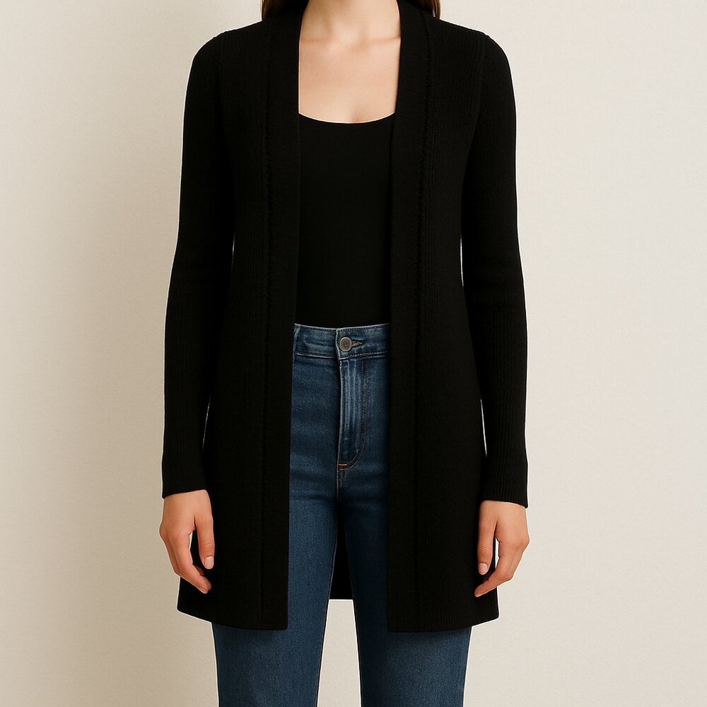 Bella Berry open black crochet detail cardigan Size L